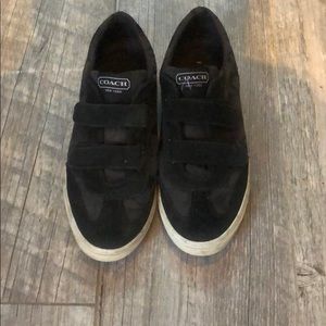 Black Coach Velcro tennis shoes